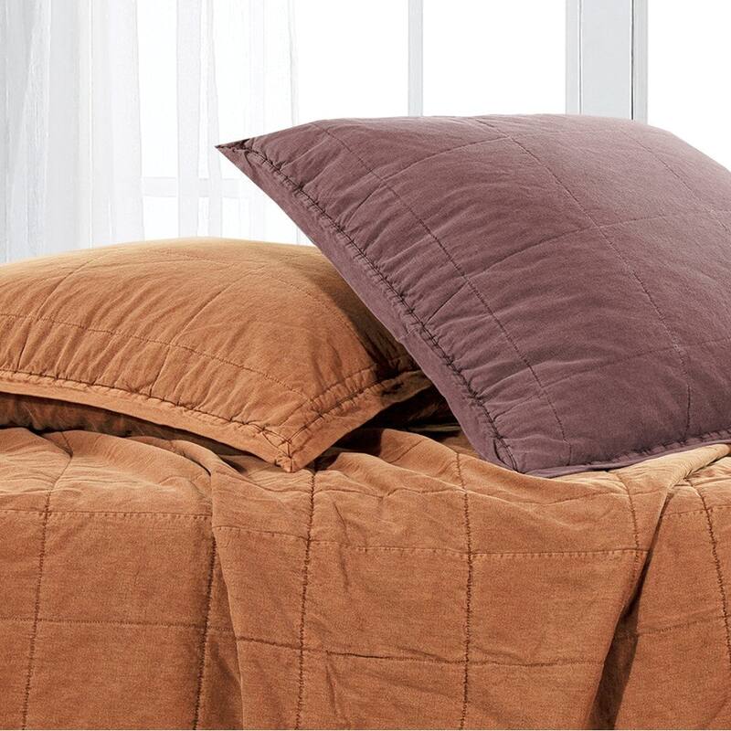 HiEnd Accents Stonewashed Cotton Canvas Vintage Chic Euro Sham, 27"x 27"