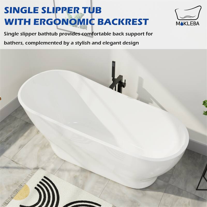 59 in. Acrylic Classic Design Single Slipper Freestanding Bathtub Soaking Tub with cUPC Certificated