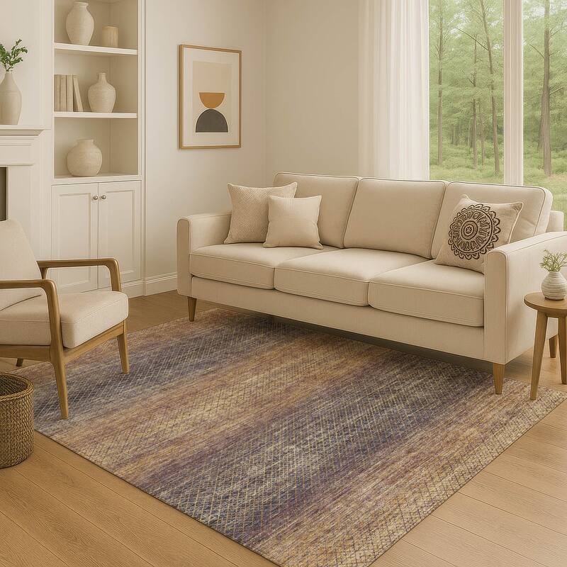 Premium Washable Super Soft Ombre Stripes Mayfield Rug - Eggplant - 8' x 10'