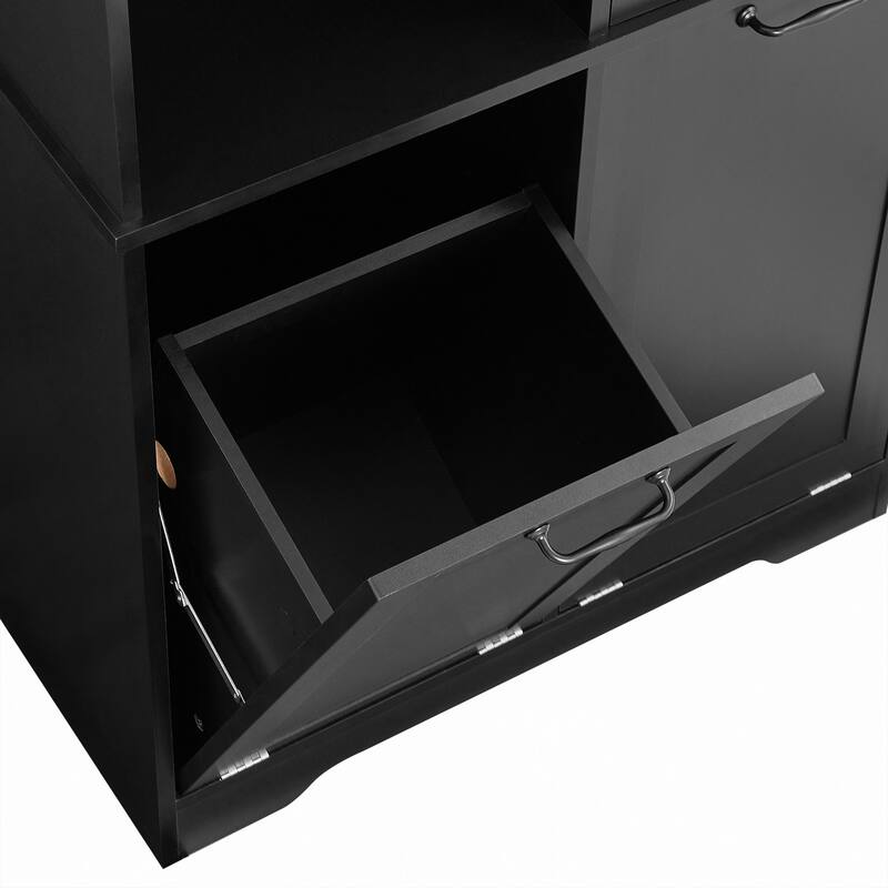 Stylish and Functional Bathroom Storage Cabinet with Doors,Drawers,Tilt-Out Laundry Hamper