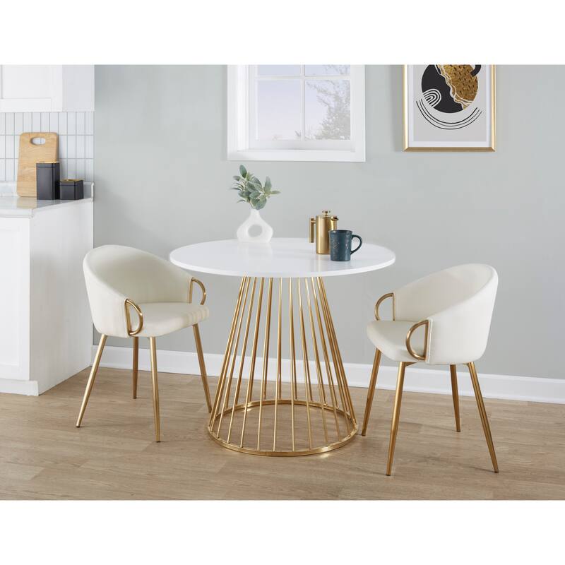 Silver Orchid Canary Pugo Round Dining Table with Pedestal Base