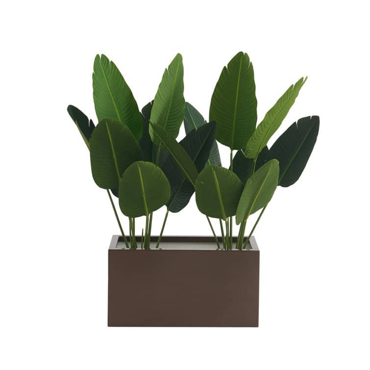 Metallic Heavy Planter for Outdoor Plants Tall and Long Metal Divider Planter Box -  13'' H X 25'' W X 11'' D - Brown