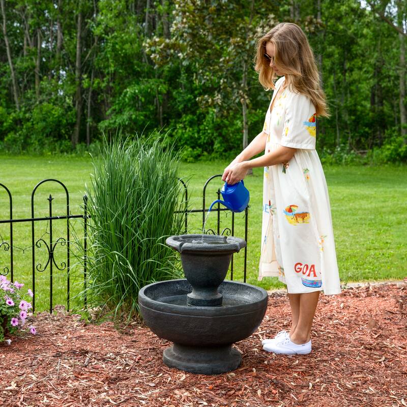 Streaming Falls 2-Tier Outdoor Water Fountain Garden Feature - 25"