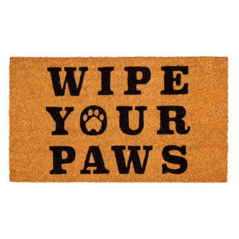 28" x 16" Natural Coir Door Mat, Wipe Your Paws - 28" x 16"