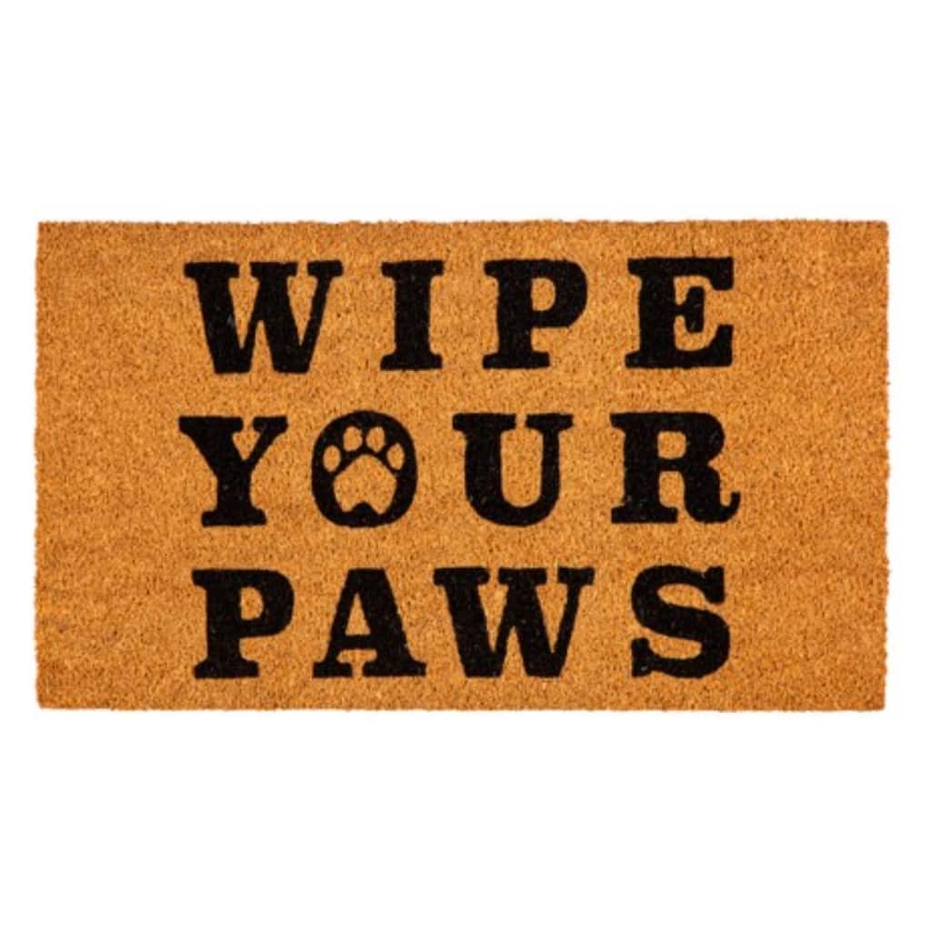 28" x 16" Natural Coir Door Mat, Wipe Your Paws - 28" x 16"