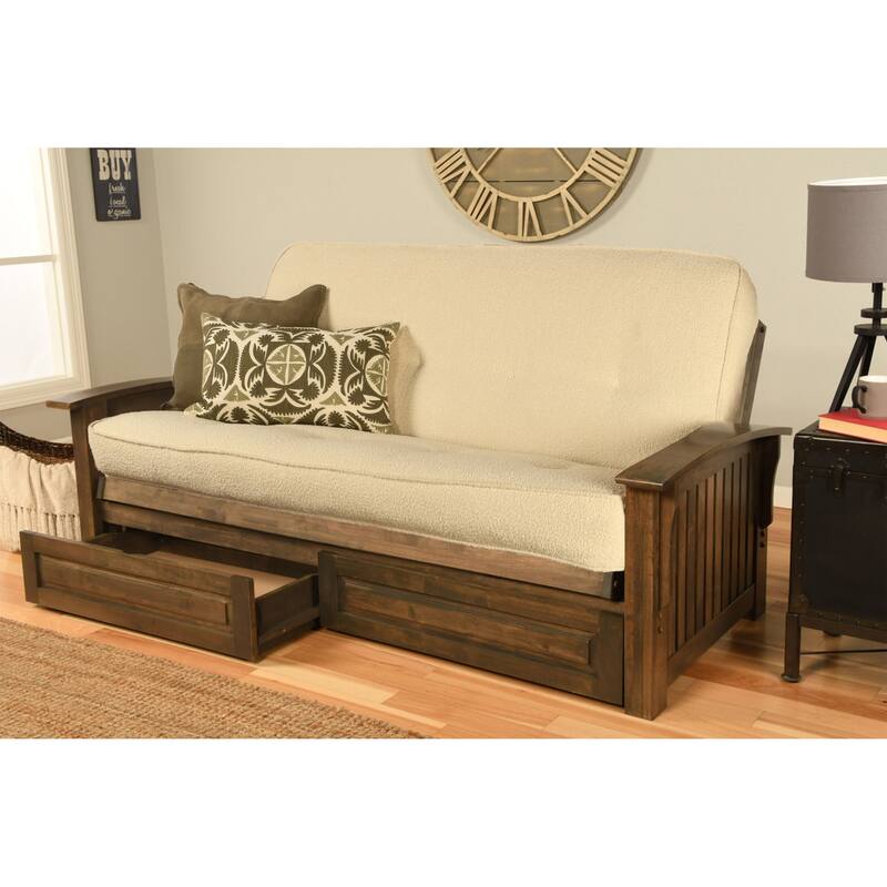 Somette Washington Full-size Futon Frame Includes Storage Drawers and Mattress
