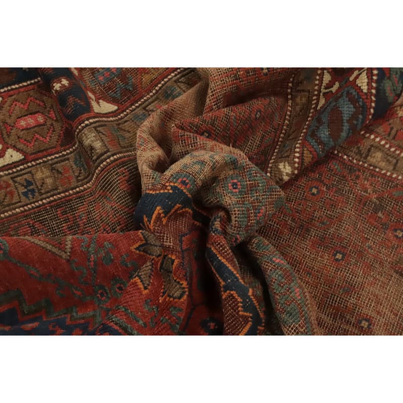 Hand Knotted Oriental 100% Wool Carpet Traditional Geometric Brown Afshar Area Rug - 11' 5'' X 5' 6''