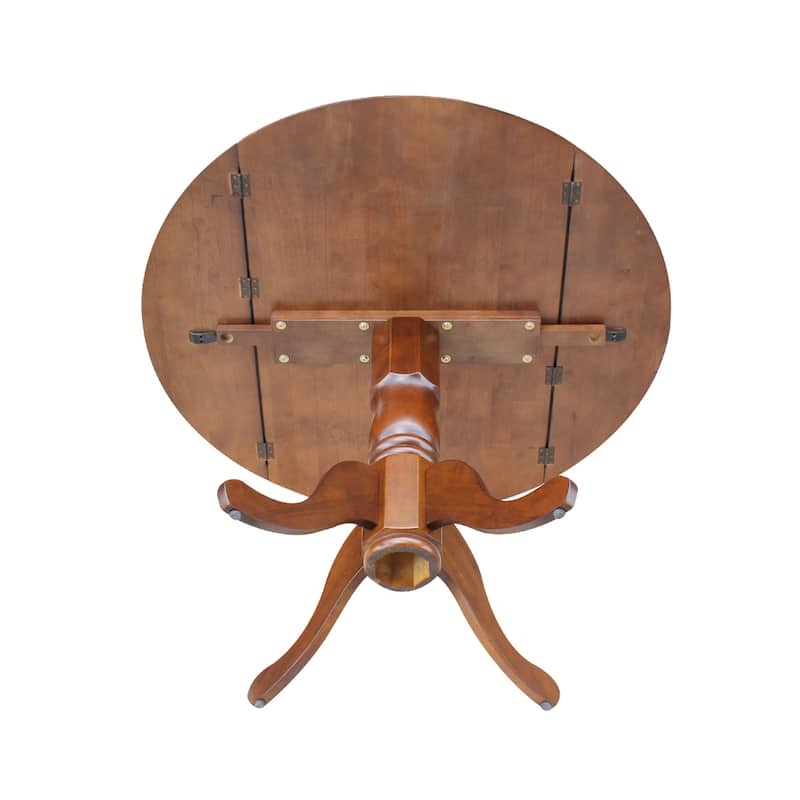Round Pedestal Base Solid Wood 42-inch Drop-leaf Dining Table