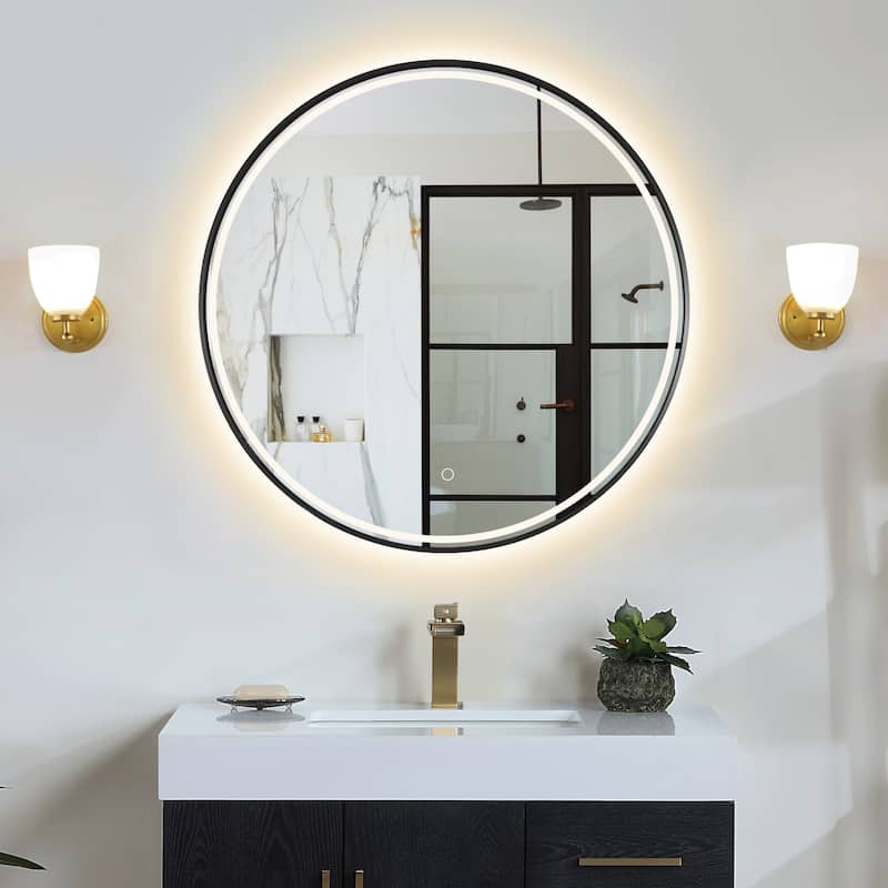 Altair Palme Round Framed Bathroom LED Lighted Wall Mirror