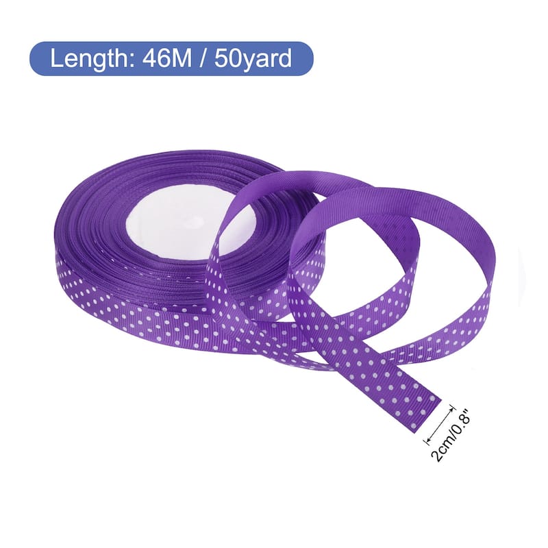 Grosgrain Ribbons with Dots Ribbon Bow Decoration - Deep Purple - 50 Yards 3/4 Inch