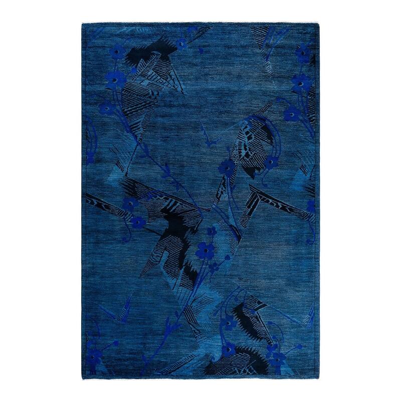 Overdyed, One-of-a-Kind Hand-Knotted Area Rug - Blue - 6' 1" x 9' 3"