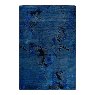 Overdyed, One-of-a-Kind Hand-Knotted Area Rug - Blue - 6' 1" x 9' 3"