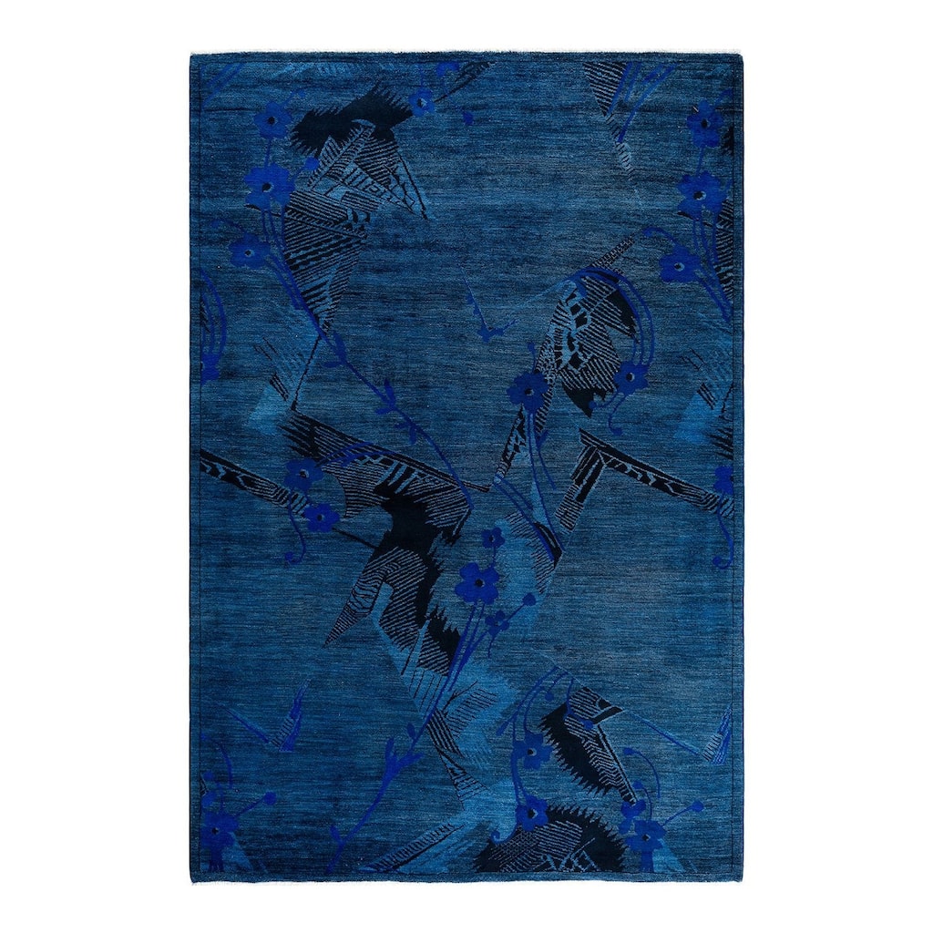 Overdyed, One-of-a-Kind Hand-Knotted Area Rug - Blue - 6' 1" x 9' 3"
