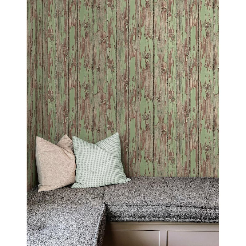 Seabrook Designs Preston Faux Rustic Planks Unpasted Wallpaper