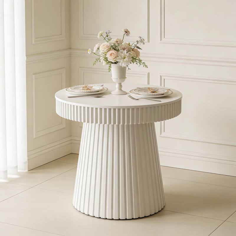 31.5 Inches Modern End Table, Round Accent Side Table, Small Dining Table, Nightstand & Bedside Table for Living Room, Bedroom