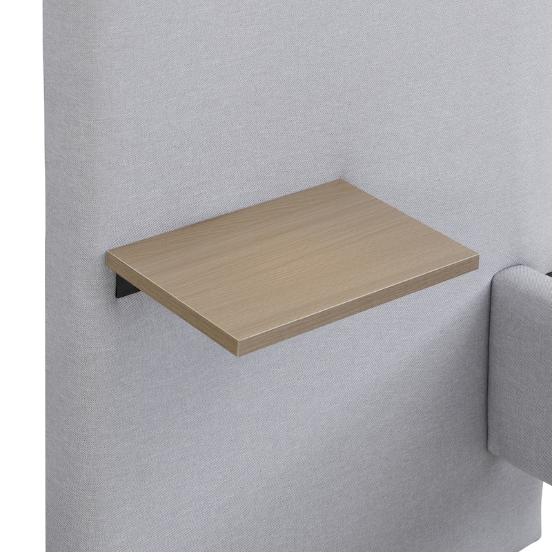 Grey Linen Upholstered Bed with Integrated Lights and Shelves, Queen Size