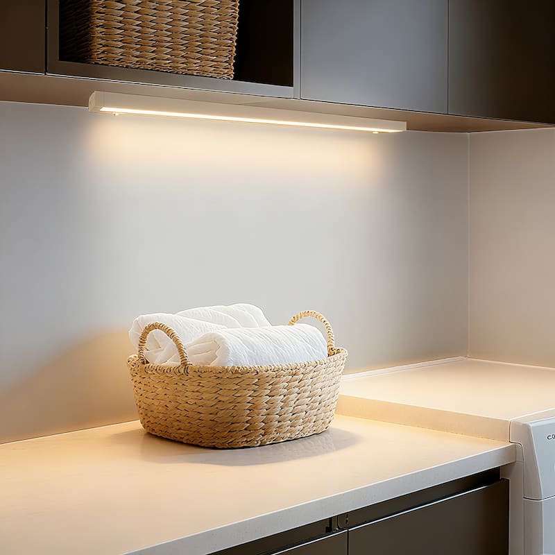 32 IN. Plug-in/Hardwired White 5 CCT Integrated LED Linkable Strip Under Cabinet Light