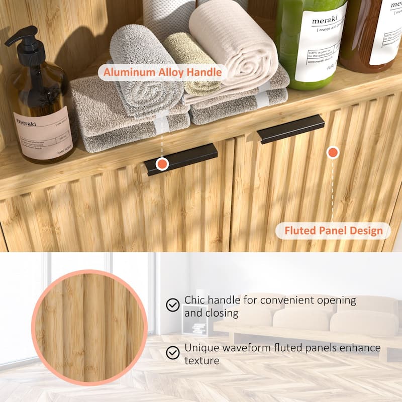 VEIKOUS Wooden Corner Cabinet for Bathroom, Kitchen, Living Room, Anti-Tipping Design