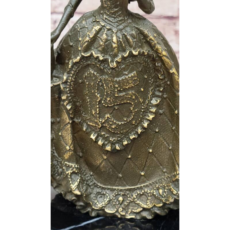 15Th Birthday Bronze Sculpture – Elegant Quinceañera Girl In Dress