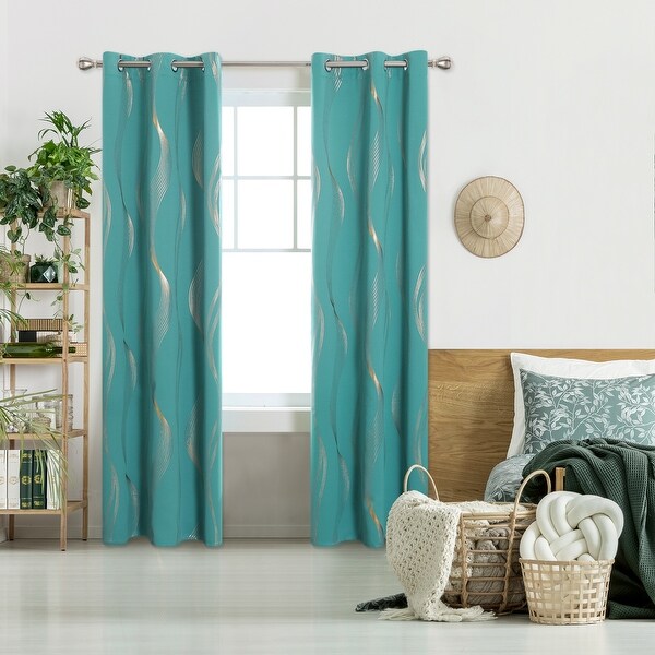 Deconovo Gold Wave 42 Width Curtain (2 Panel) - Bed Bath & Beyond