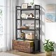 preview thumbnail 1 of 18, Lateral File Cabinet with Drawer and Bookshelves, Printer Stand Filing Cabinet Bookcase Retro Brown+Black