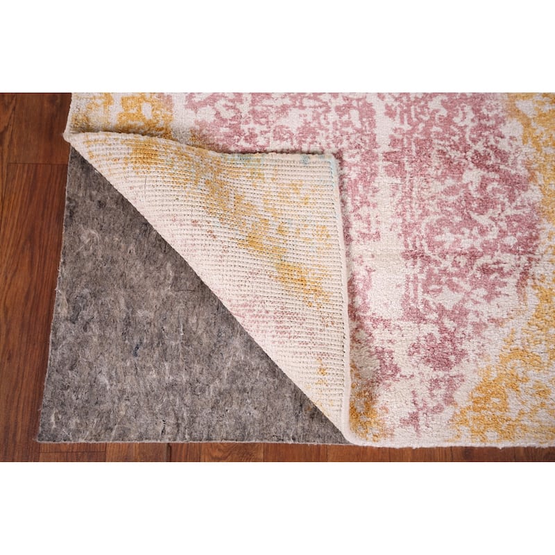 Colorful Abstract Indian Runner Rug Hand-Knotted Wool Carpet - 2'9"x 7'7"
