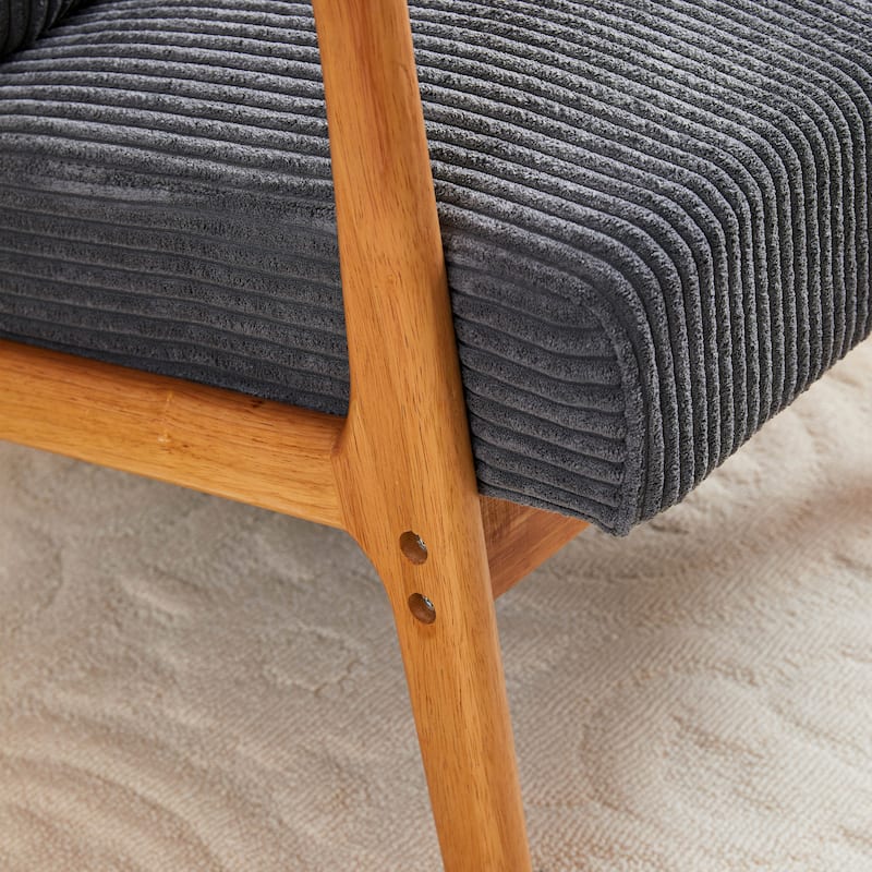 Mid-Century Modern Accent Chair – Upholstered Armchair with Pillow & Solid Wood Frame, Perfect for Living Room, Bedroom.