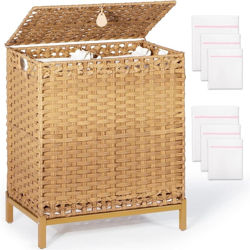 Laundry Hamper with 2 Removable Liner Bags - 22"L x 13"W x 28"H