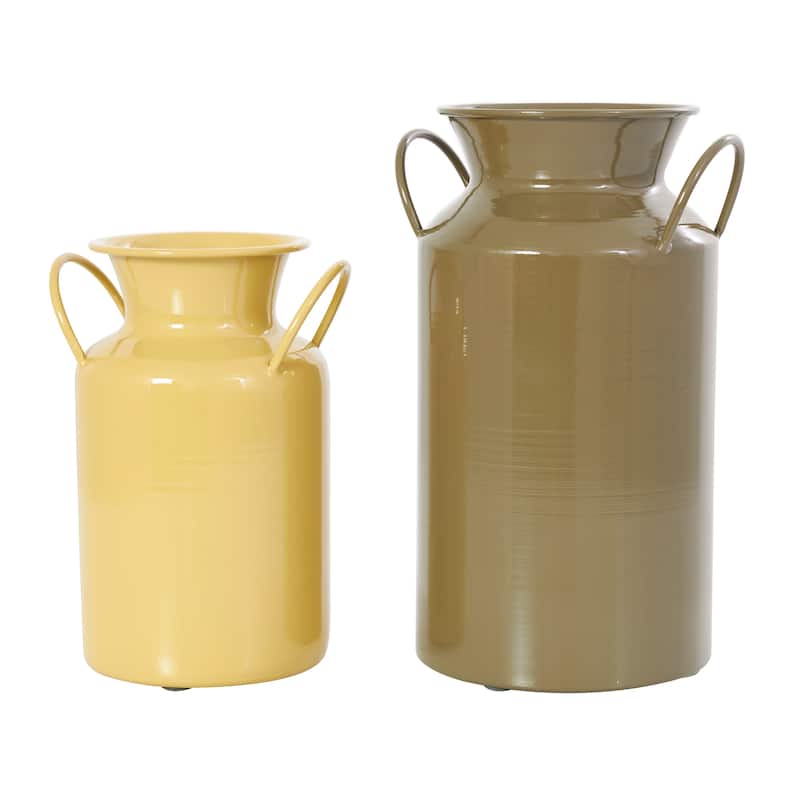 Multi Colored Metal Jug Decorative Vase with Handles (Set of 2)