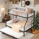 preview thumbnail 1 of 10, Metal Twin Over Full Bunk Bed Kids Bed with Trundle and Under-bed Storage Black