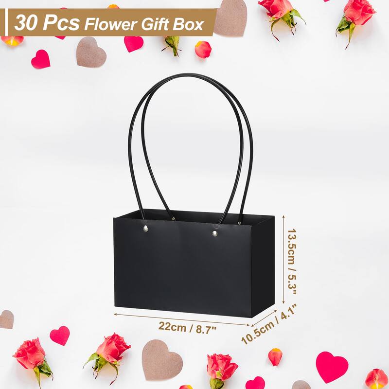 Flower Gift Box, 30 Pcs Paper Bouquet Flower Gift Bags - Black