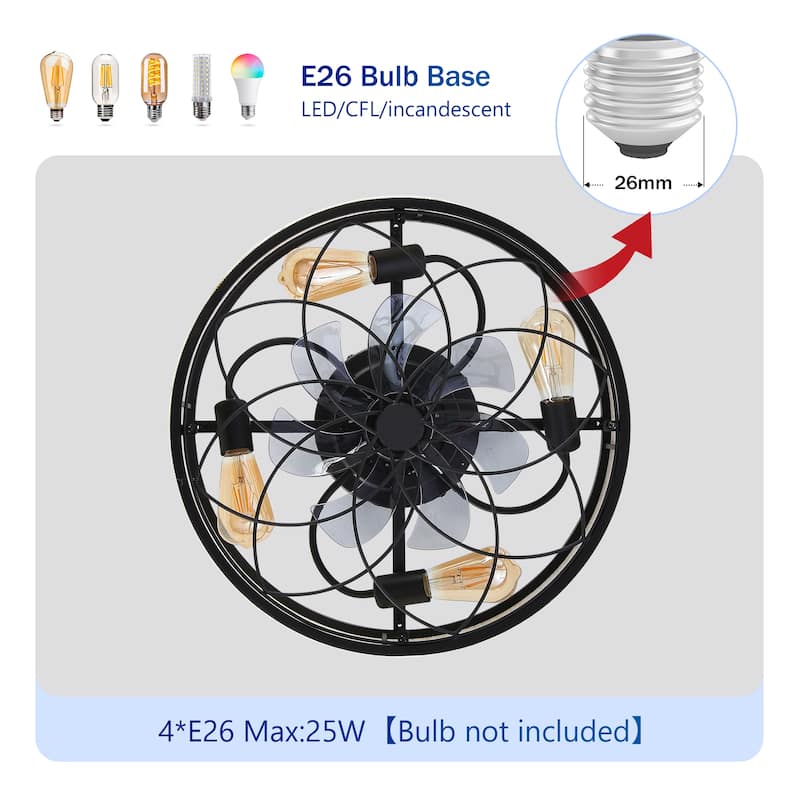 20" Fabric Bladeless Ceiling Fan with Remote,NOT Included Bulbs