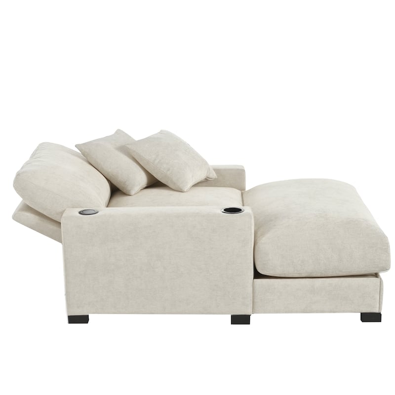 GDFStudio - Polyester 1-Seater 28.3" Chaise Lounge with Tufted Back and Arm