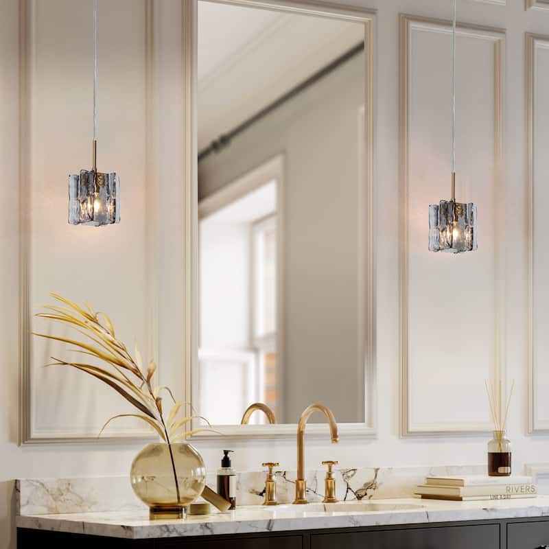 Kasy Modern 1-Light Textured Glass Pendant Light Art Deco Kitchen Island Light