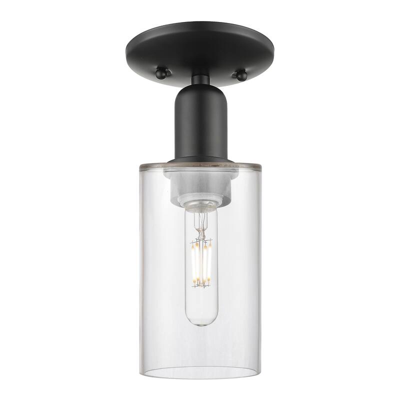 Innovations Lighting Endless Possibilities Arcadia - Clymer - 1 Light 4" Semi-Flush Mount - Clear/Matte Black