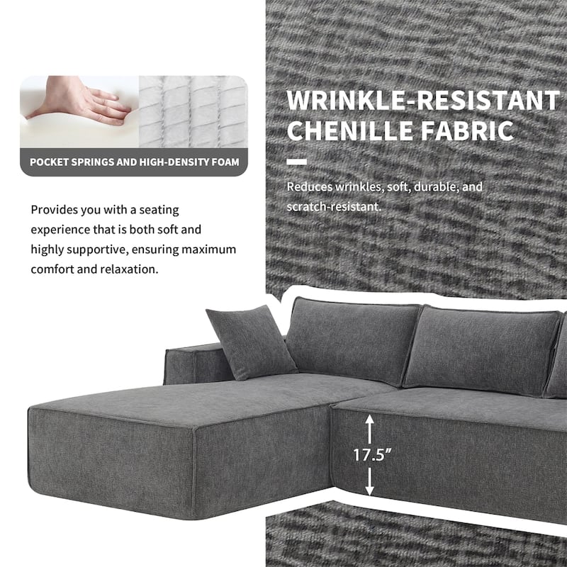 Minimalist Style Modular Sectional Sofa,L-Shaped Compressed Sofa