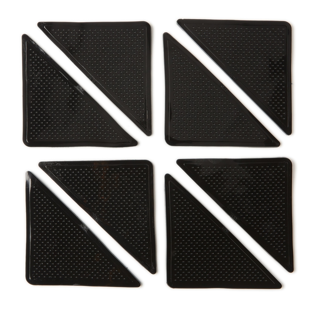 8 Pack Rug Grippers, Reusable Triangle Double Sided Adhesive Anti-Skid Non  Slip Anti Curling Rug Pad Carpet Tape For Kitchen Bathroom(Black)