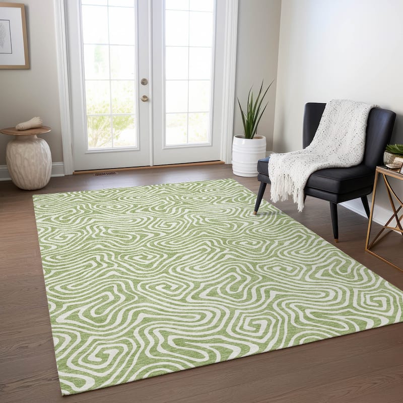 Machine Washable Indoor/ Outdoor Modern Trance Chantille Rug - Aloe - 2'6" x 3'10"