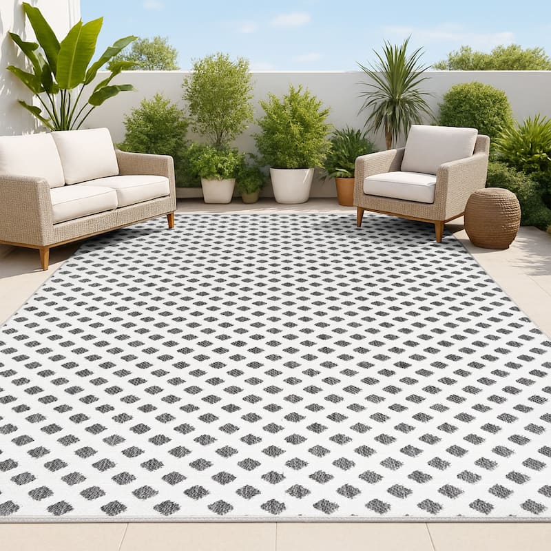 JONATHAN Y Citta High-Low Pile Mini-Diamond Trellis Indoor/Outdoor Area Rug