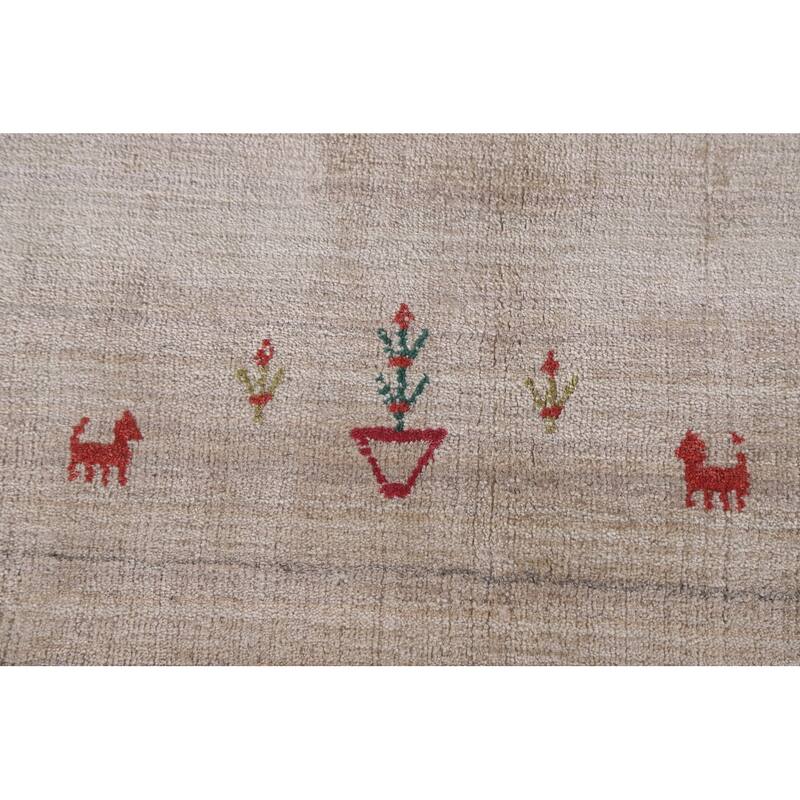 Tribal Gabbeh Indian Area Rug Hand-Knotted Wool Carpet - 8'1"x 9'10"