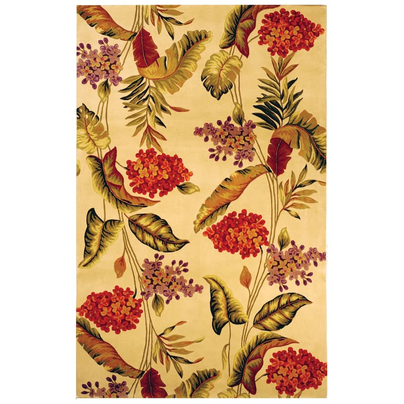 SAFAVIEH Handmade Mandarin Rodanthi French Country Floral Wool Rug - 5'  x  8' - Ivory - Rectangle