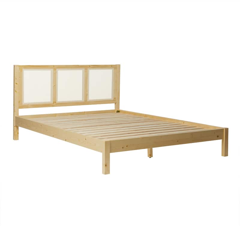 Middlebrook Designs Boho Solid Wood Rattan Headboard Queen Bedframe