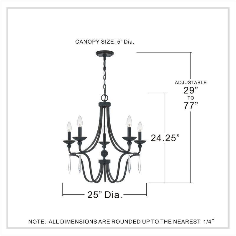 Roseto Rolette 5 Light 25" Wide Chandelier