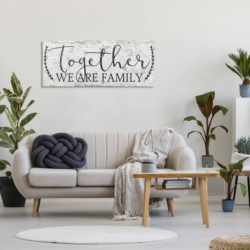 Stupell Country Distressed Together We Are A Family Quote Canvas Wall Art - Black
