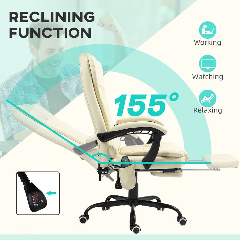7-Point Vibrating Massage Office Chair, High Back Computer Chair with Lumbar Support, Reclining Chair with Footrest