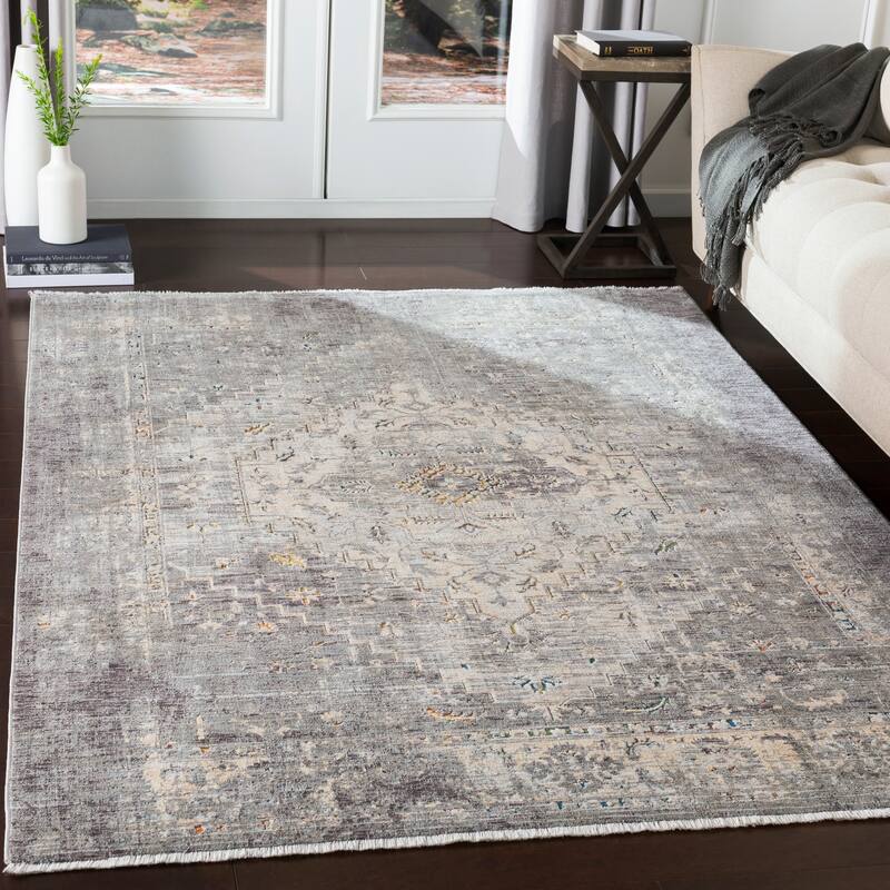 Artistic Weavers Jamison Distressed Traditional Area Rug - 9' x 13'1" - Grey