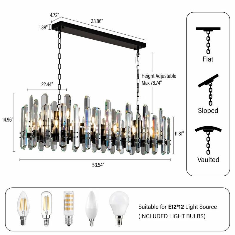 KAYLA 54in Modern Luxury Crystal Chandelier Lighting - LED Ceiling Light Fixture