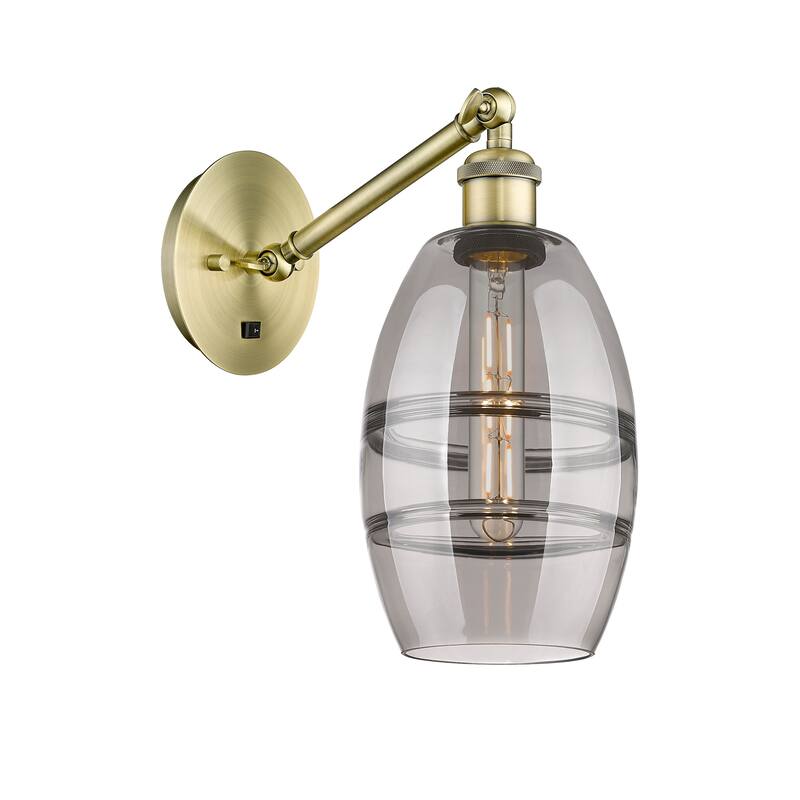 Innovations Lighting 317-1W-8-6 Vaz Sconce Vaz 8" Tall Wall Sconce - Antique Brass / Smoked