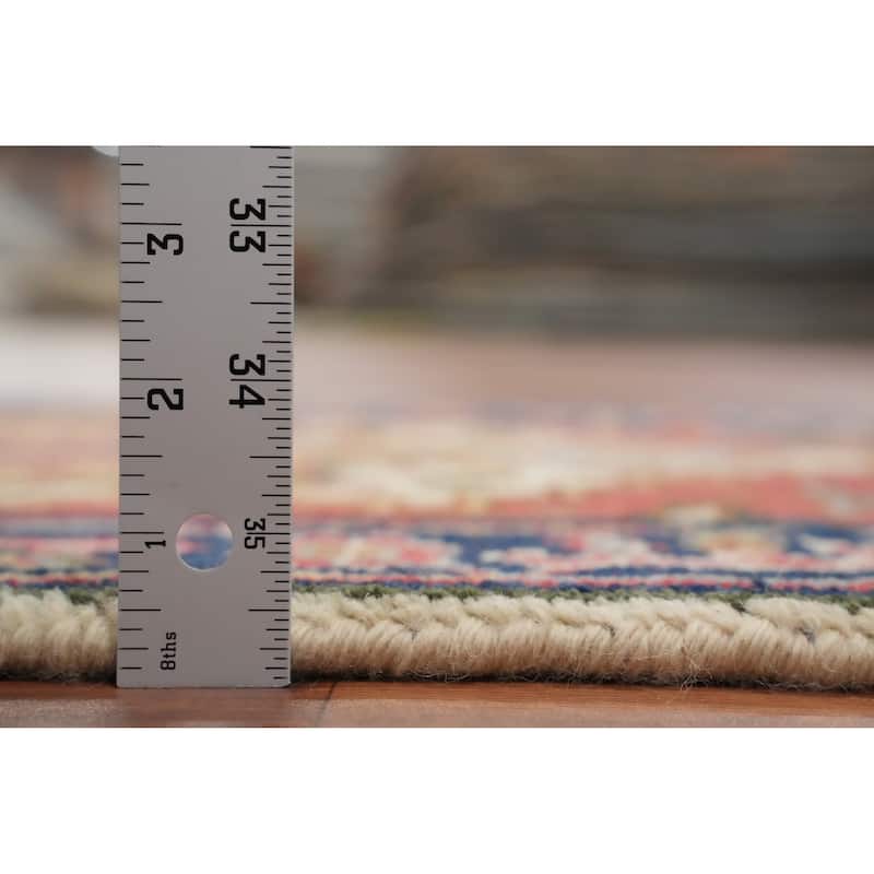 Hand Knotted Oriental 100% Wool Carpet Traditional Medallion Beige & Ivories Heriz (serapi) Area Rug - 3' 0'' X 2' 0''