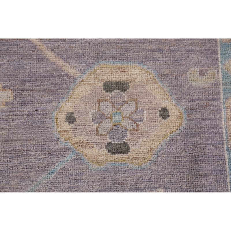 Hand Knotted Oriental 100% Wool Carpet Transitional All-Over Purples Oushak Area Rug - 9' 10'' X 8' 0''
